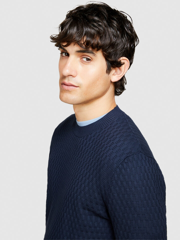 Solid colored sweater - men's crew neck sweaters - Dark Blue | Sisley image number 5